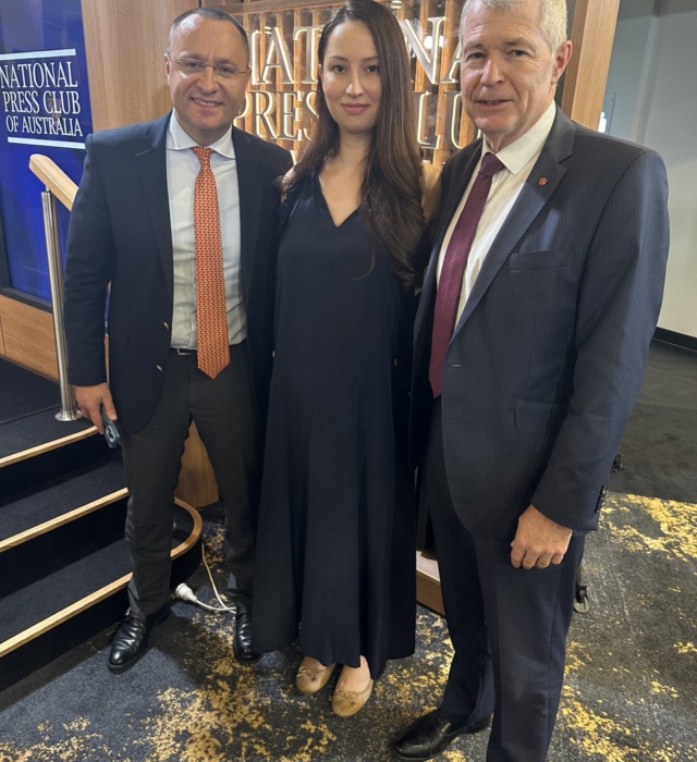Senator Fawcett, Vasyl Myroshnychenko and Kateryna Argyrou